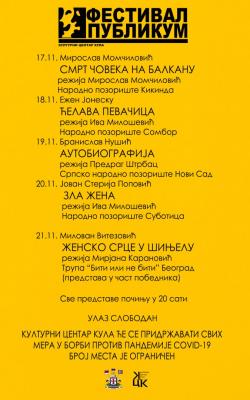 „Publikum“ – festival profesionalnih pozorišta od 17. novembra u Kuli